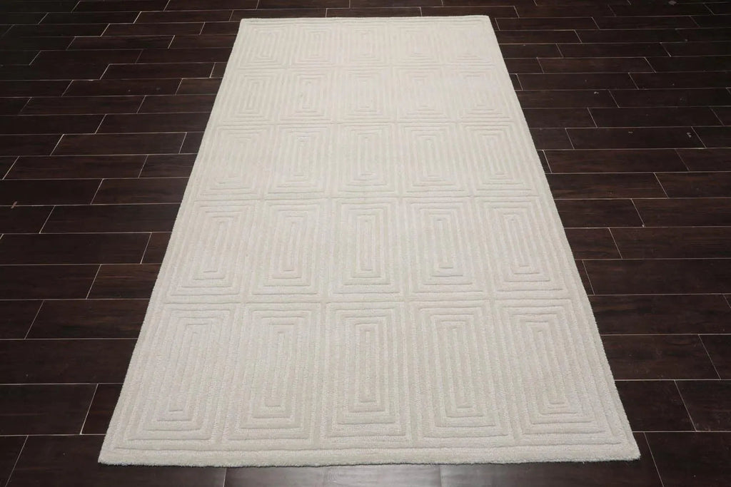 5' x8'Hand Tufted Hand Made 100% Wool Designer Modern & Contemporary  Oriental Area Rug Tone On Tone,Gray Color