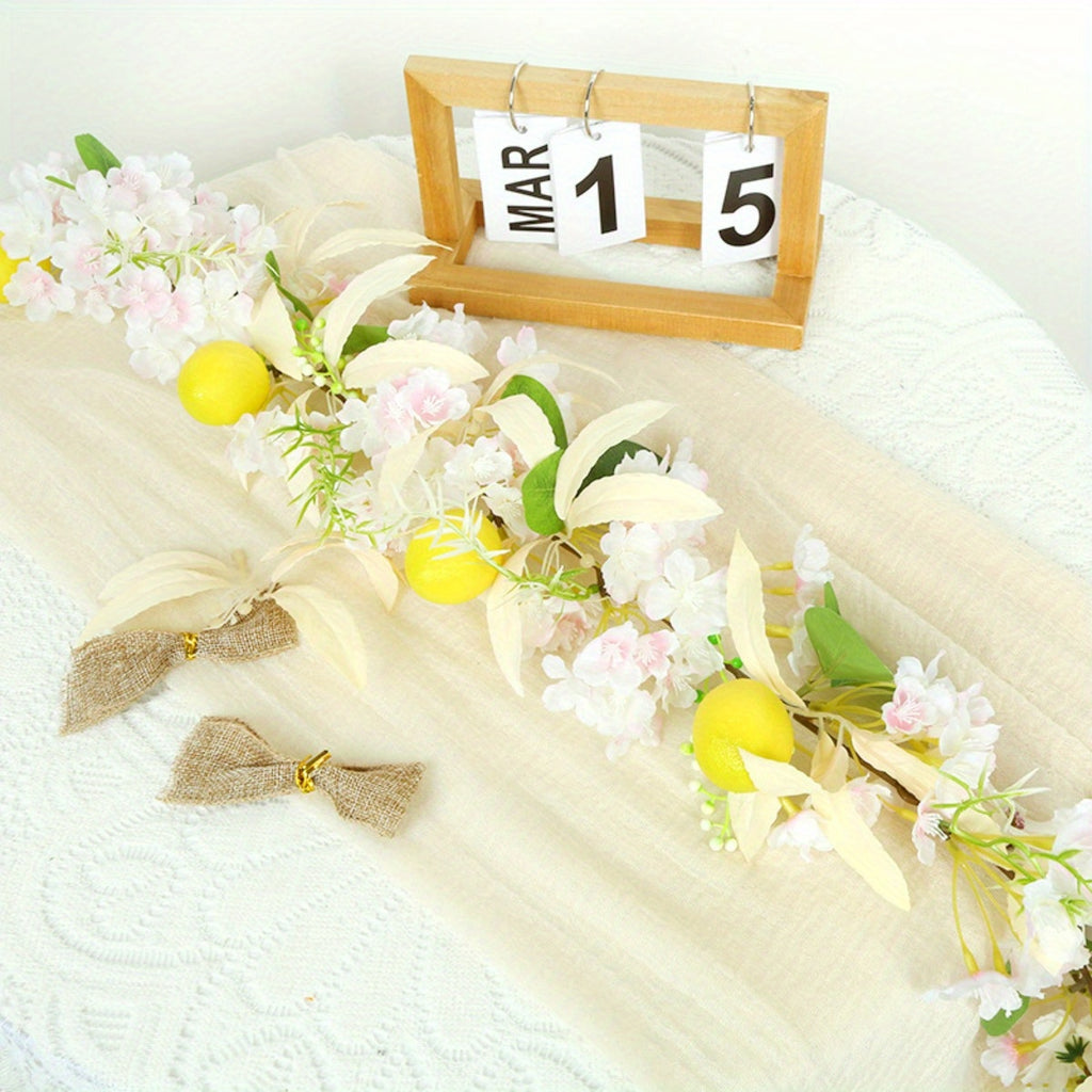 Easter Garland with Artificial Lemon and Flowers, 5.9ft Spring Garland Vine Easter Garland for Mantle Fireplace Arch