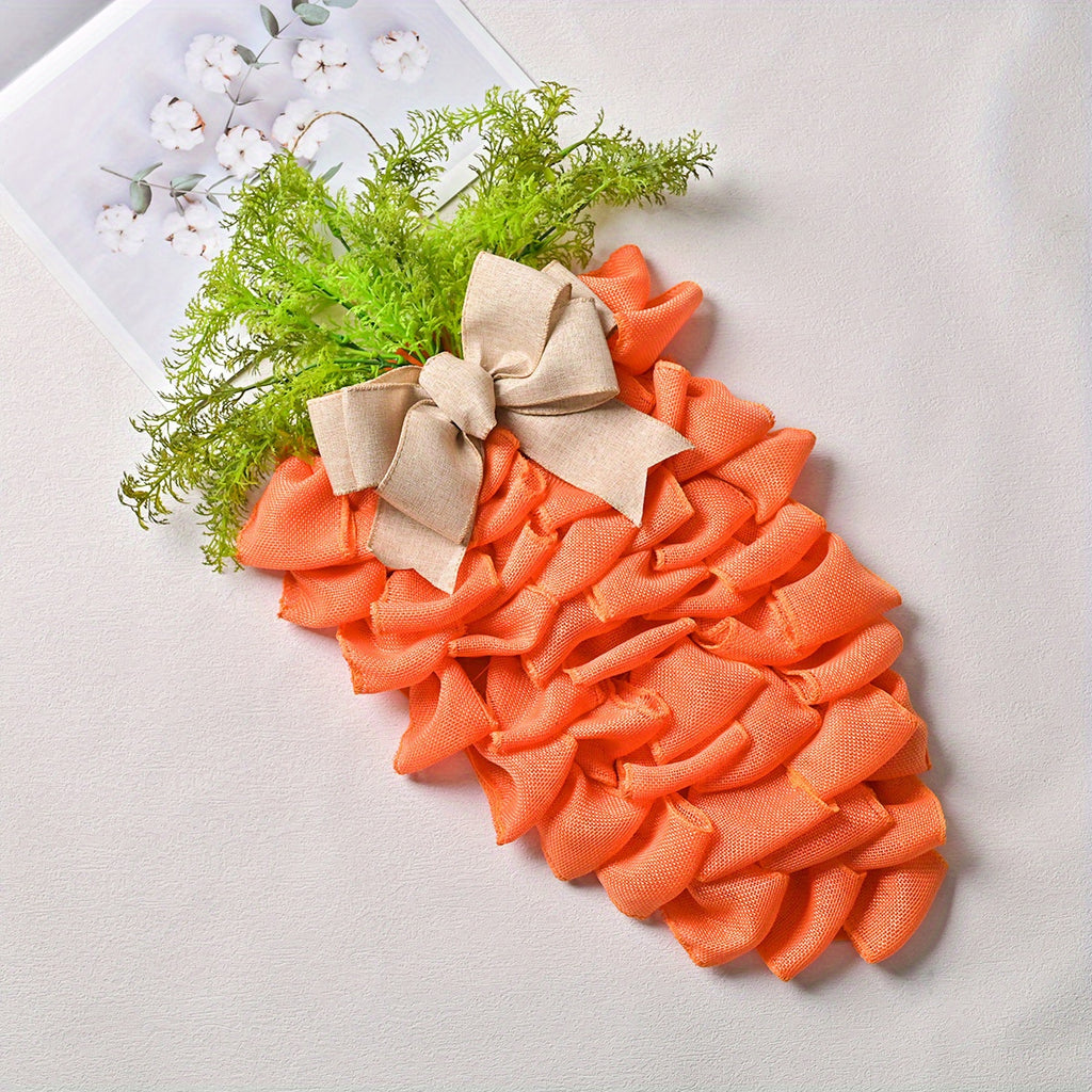 Easter Wreath Easter Decorations for the Home, 21.6in Carrot Shaped Wreath Spring Wreath for Front Door, Artificial