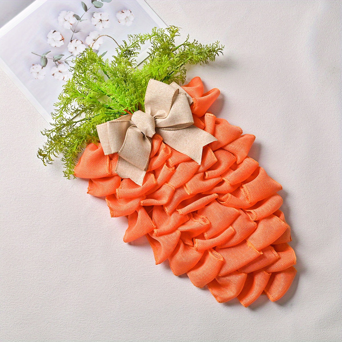 Easter Wreath Easter Decorations for the Home, 21.6in Carrot Shaped Wreath Spring Wreath for Front Door, Artificial