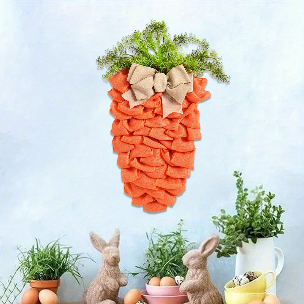 Easter Wreath Easter Decorations for the Home, 21.6in Carrot Shaped Wreath Spring Wreath for Front Door, Artificial