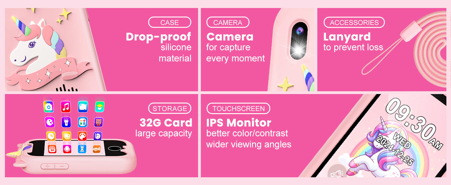 Kids Smart Phone Girls Toy: Christmas Birthday Gifts for Girls Age 3-10 - Working Real Play Cell Phone - Toddler Toy Learning Ph