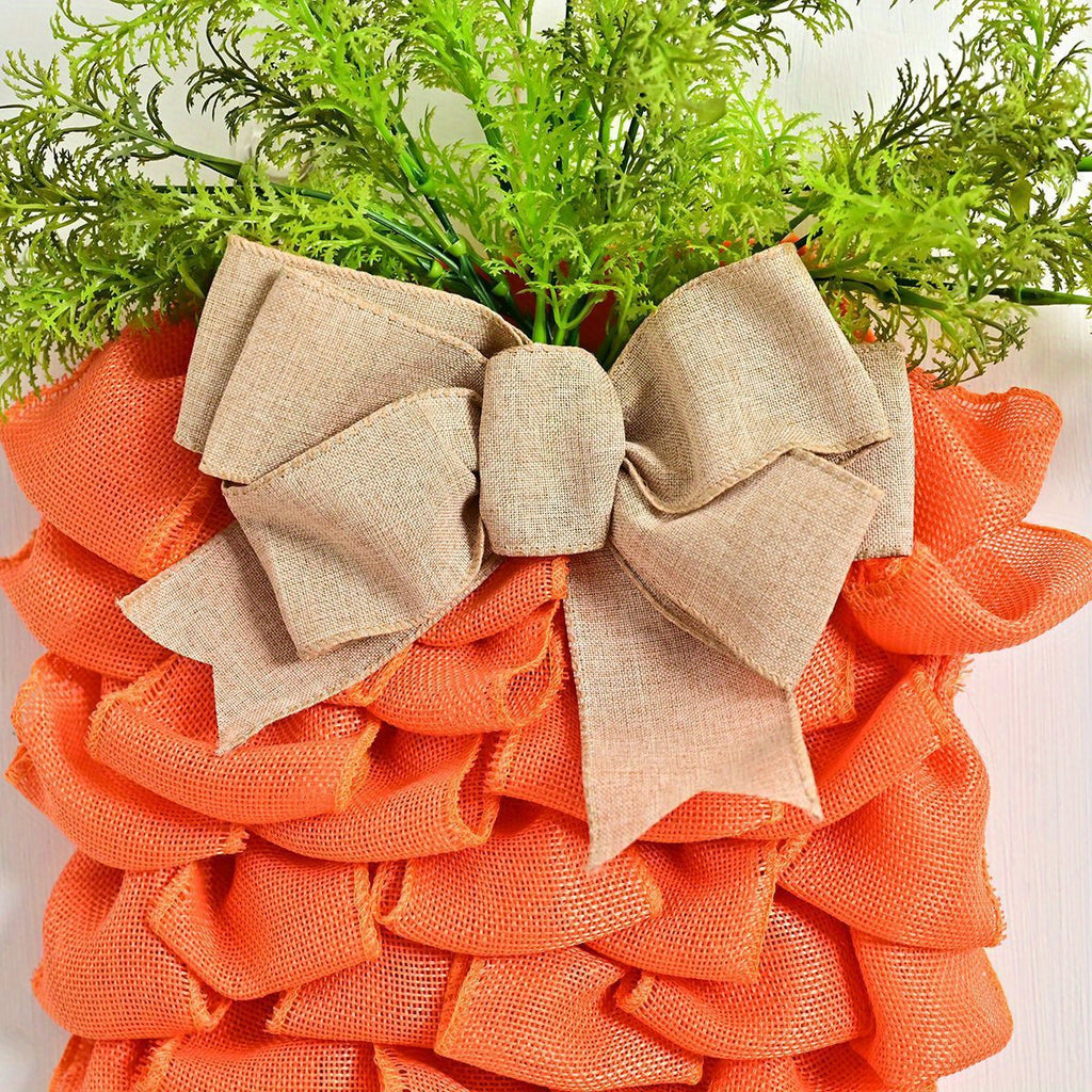 Easter Wreath Easter Decorations for the Home, 21.6in Carrot Shaped Wreath Spring Wreath for Front Door, Artificial