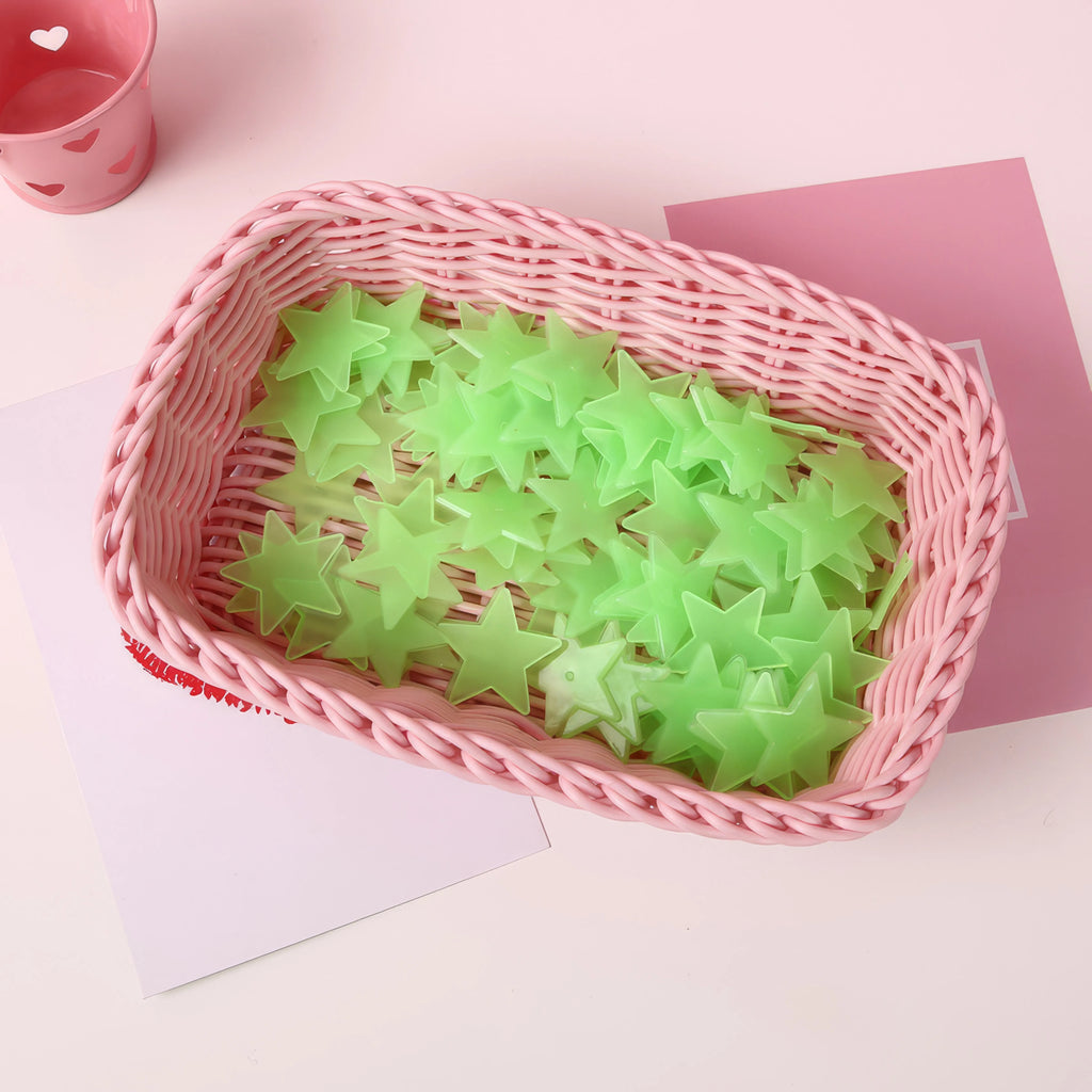 100 Green Small Stars, Sparkling Decoration of The Starry Sky, Ceiling Luminous Stars, Wall Decoration, Suitable for Room Use