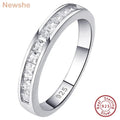 Newshe 925 Silver Wedding Bands for Women Princess AAAAA Cubic Zircon Diamond Stackable Eternity Finger Rings Quality Jewelry