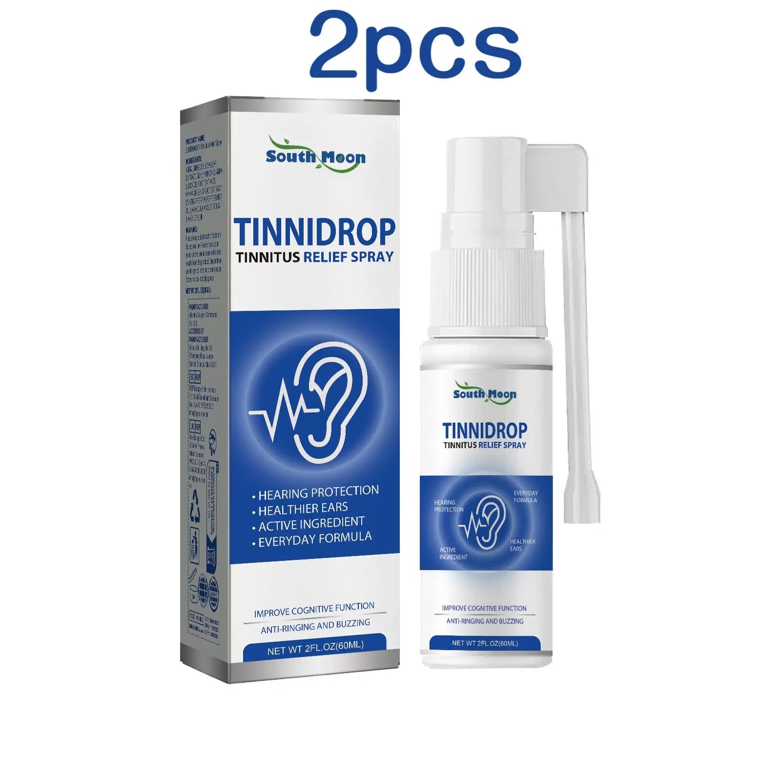 South Moon 60ml Ear Wax Remover Spray Soften Earwax Fresh Ears Improve Listening Clean Ear Canal Blockage Tinnitus Relief Spray