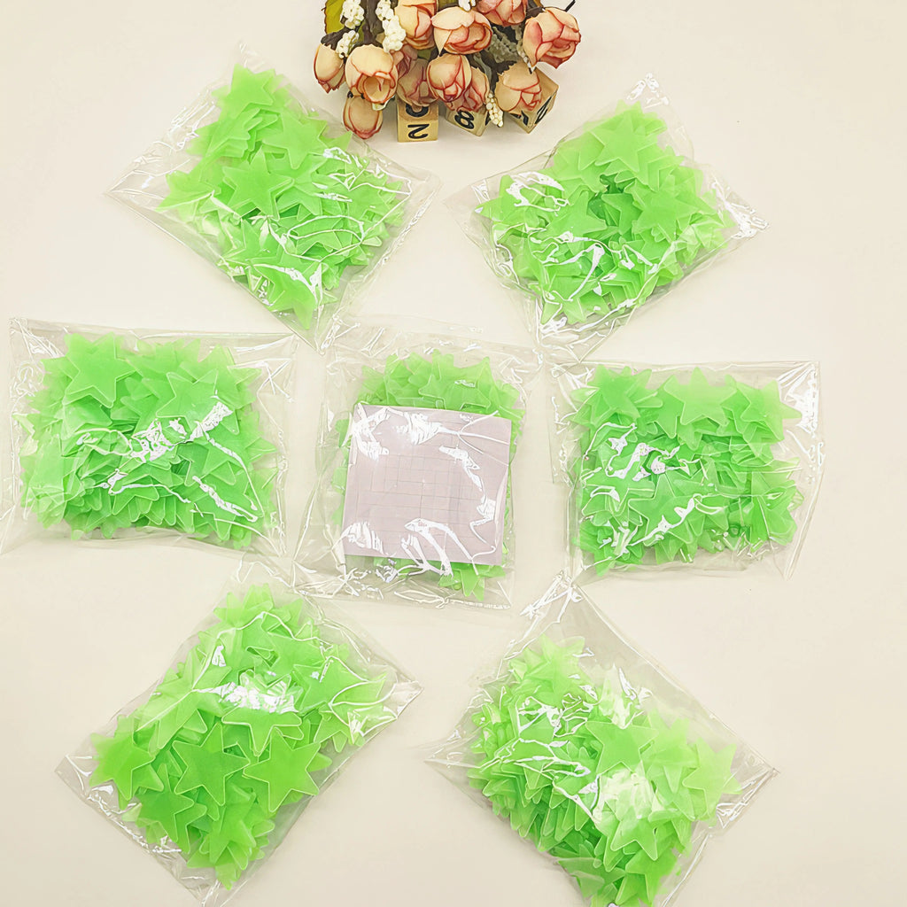 100 Green Small Stars, Sparkling Decoration of The Starry Sky, Ceiling Luminous Stars, Wall Decoration, Suitable for Room Use