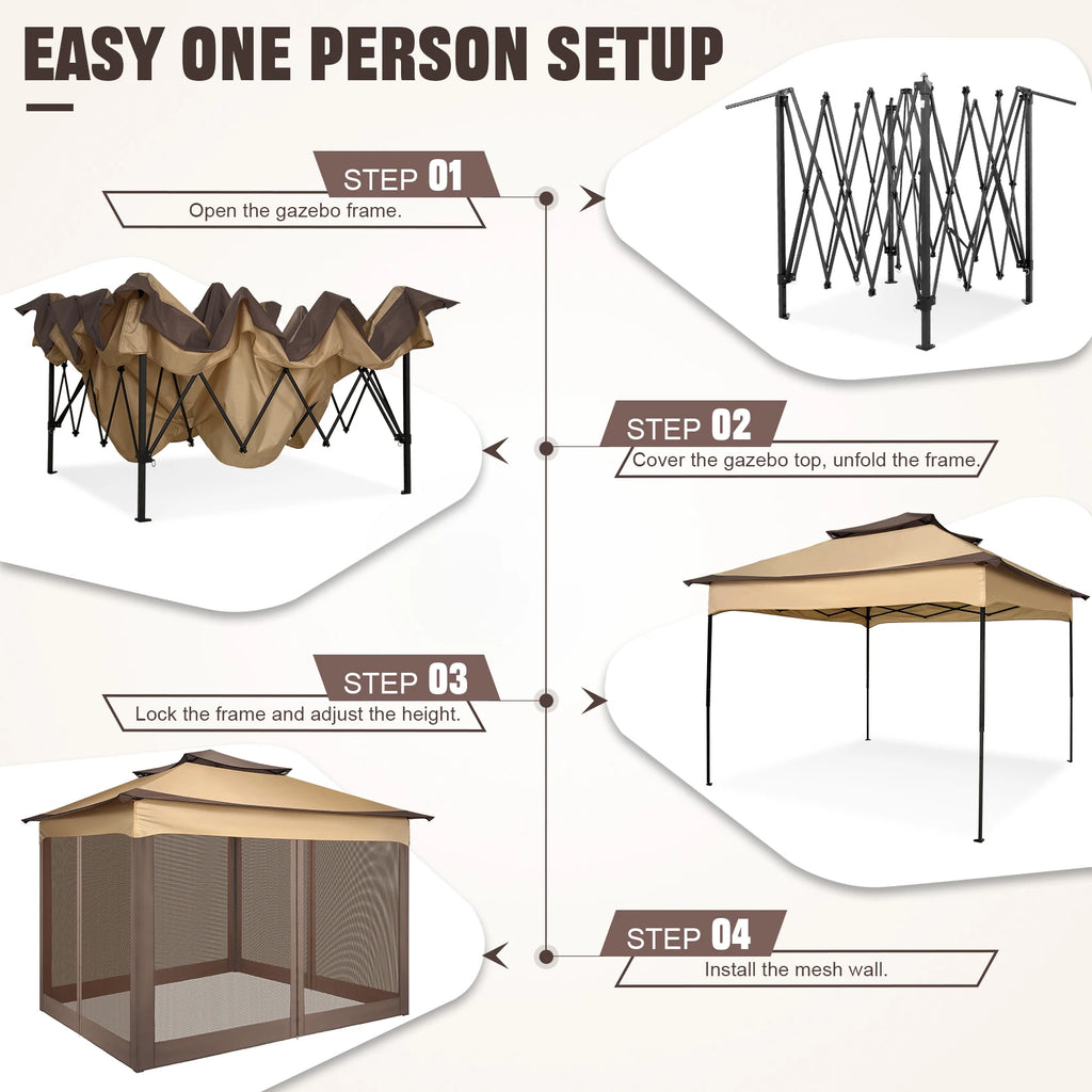 12x12 Pop up Gazebo on Clearance with Mosquito Netting,Outdoor Canopy Tent with Carry Bag, Gazebo for Garden,Backyard,Lawn,Patio