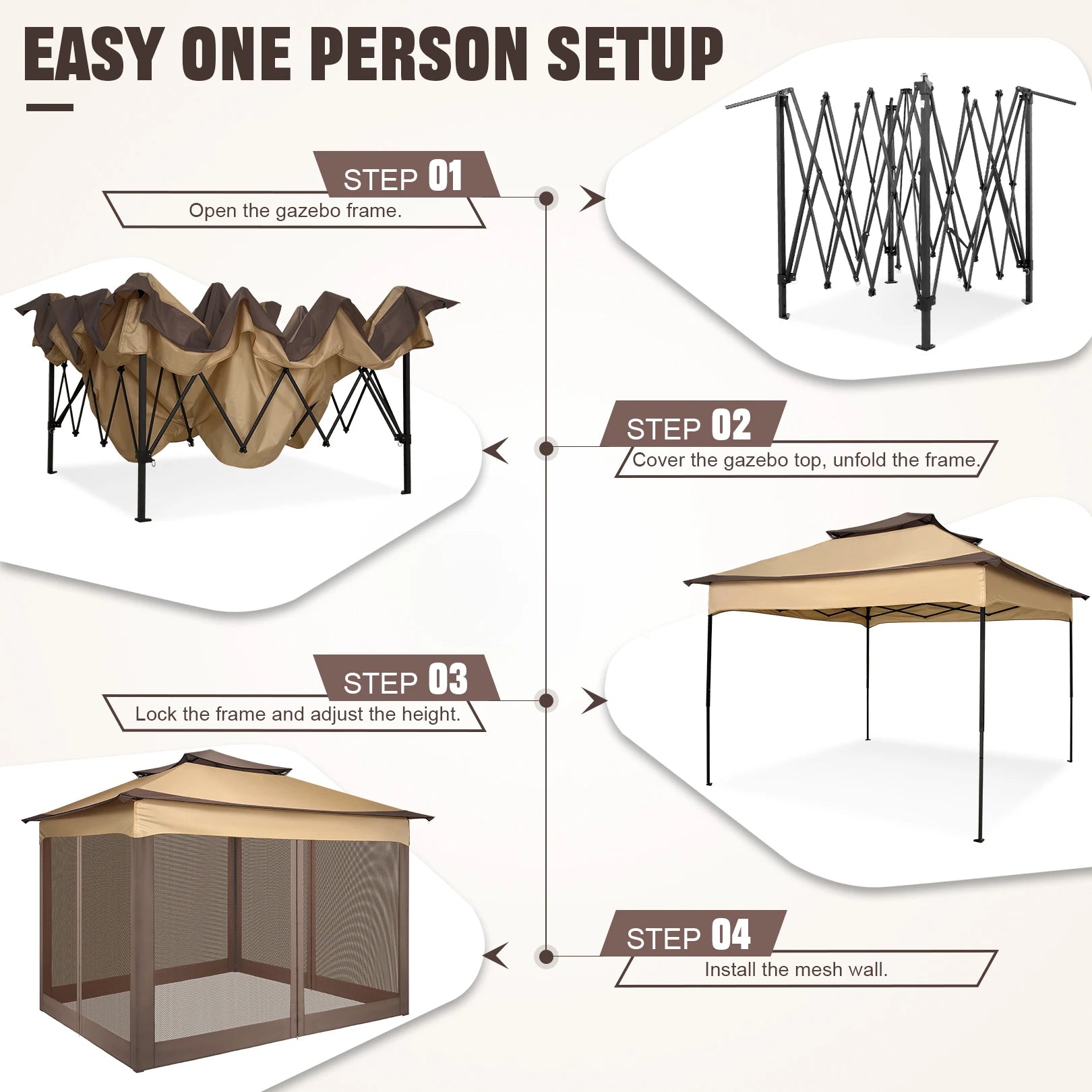 12x12 Pop up Gazebo on Clearance with Mosquito Netting,Outdoor Canopy Tent with Carry Bag, Gazebo for Garden,Backyard,Lawn,Patio
