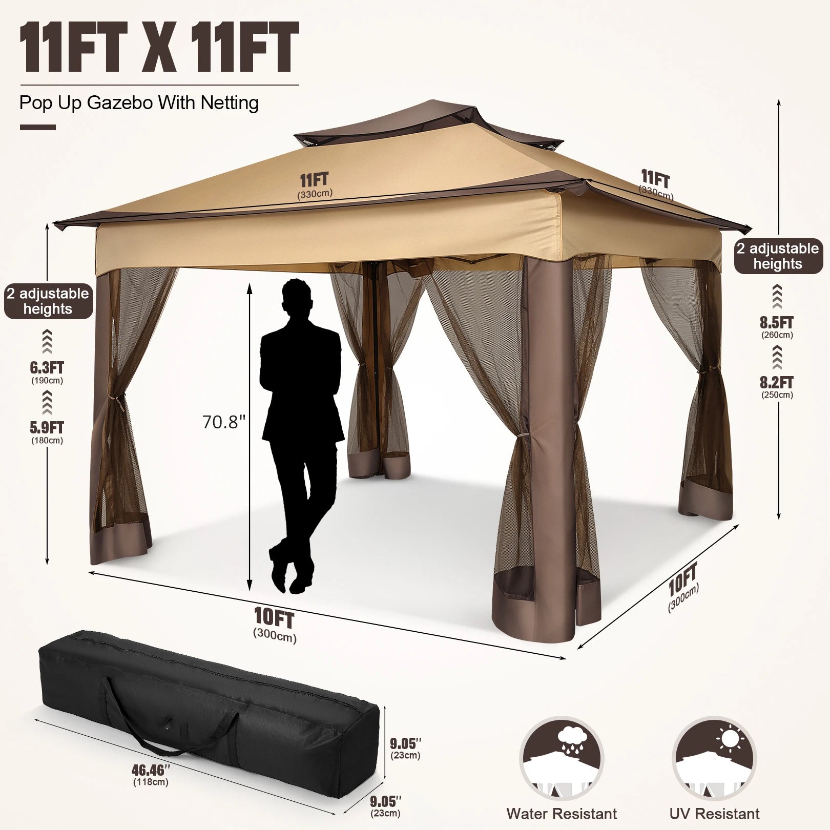 12x12 Pop up Gazebo on Clearance with Mosquito Netting,Outdoor Canopy Tent with Carry Bag, Gazebo for Garden,Backyard,Lawn,Patio