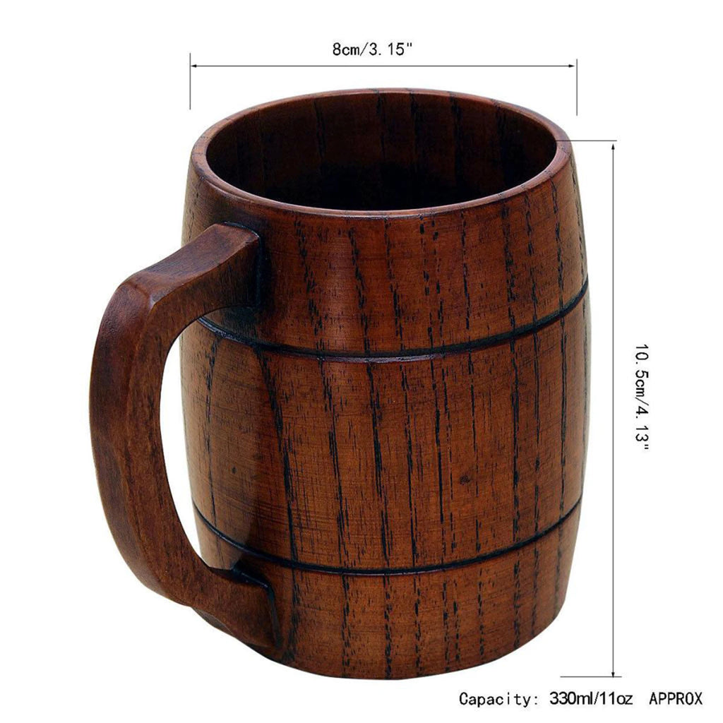 Wood Mug Wooden Coffee Beer Mugs Wood Cup Handmade Tea Cup With Handle For Coffee Milk Tea Drinks, Travel Outdoor Camping Use