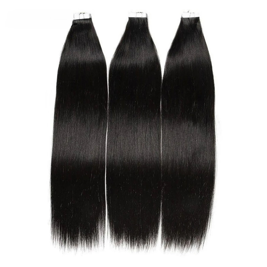 Tape In Human Hair Extensions 20pcs Natural Black Straight Brazilian Human Hair Tape In Extensions Skin Weft Tape Ins For Women