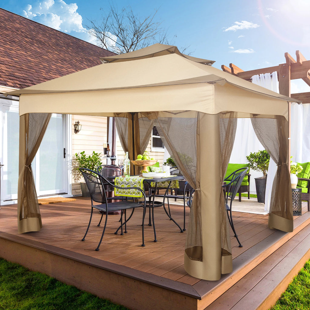 12x12 Pop up Gazebo on Clearance with Mosquito Netting,Outdoor Canopy Tent with Carry Bag, Gazebo for Garden,Backyard,Lawn,Patio