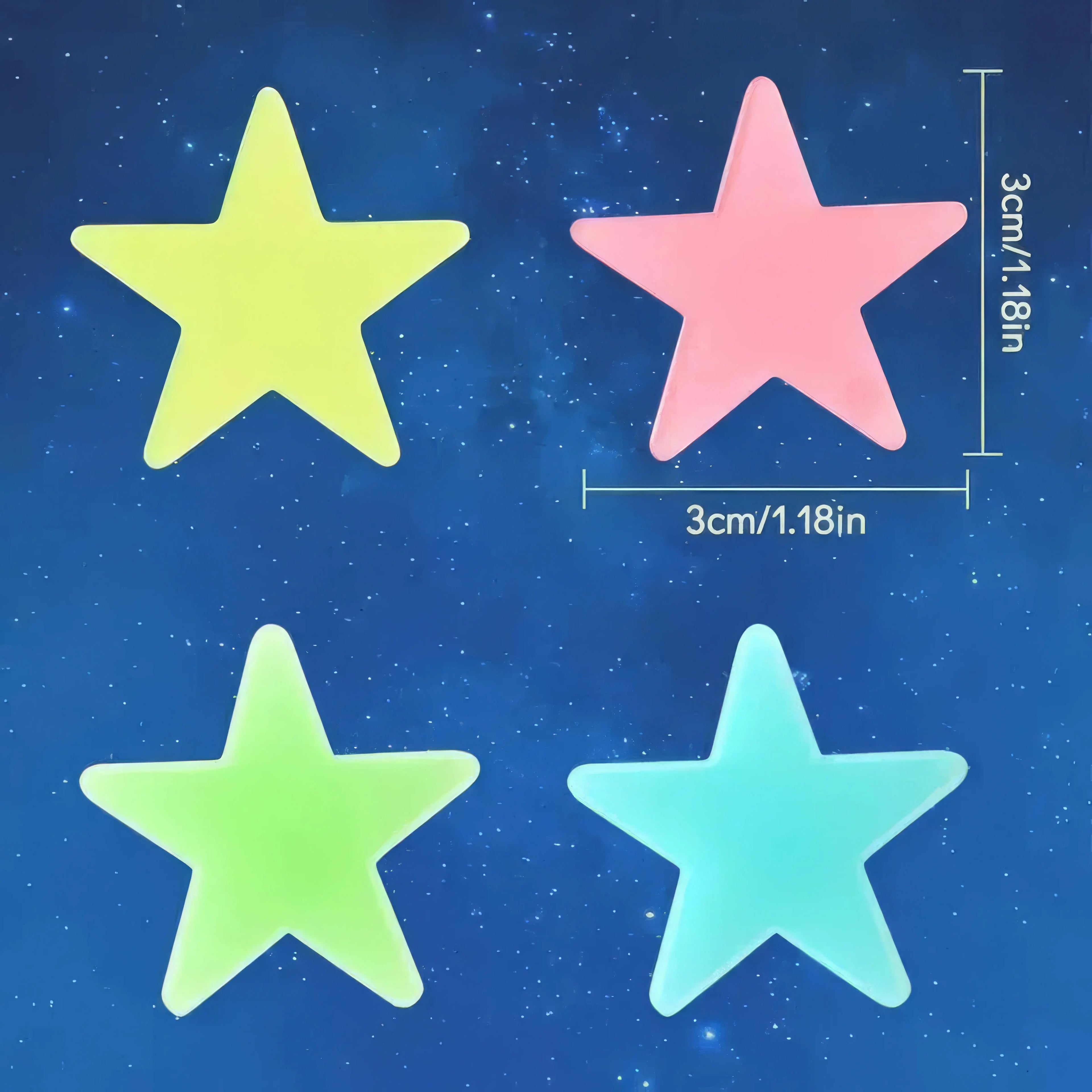 100 Green Small Stars, Sparkling Decoration of The Starry Sky, Ceiling Luminous Stars, Wall Decoration, Suitable for Room Use