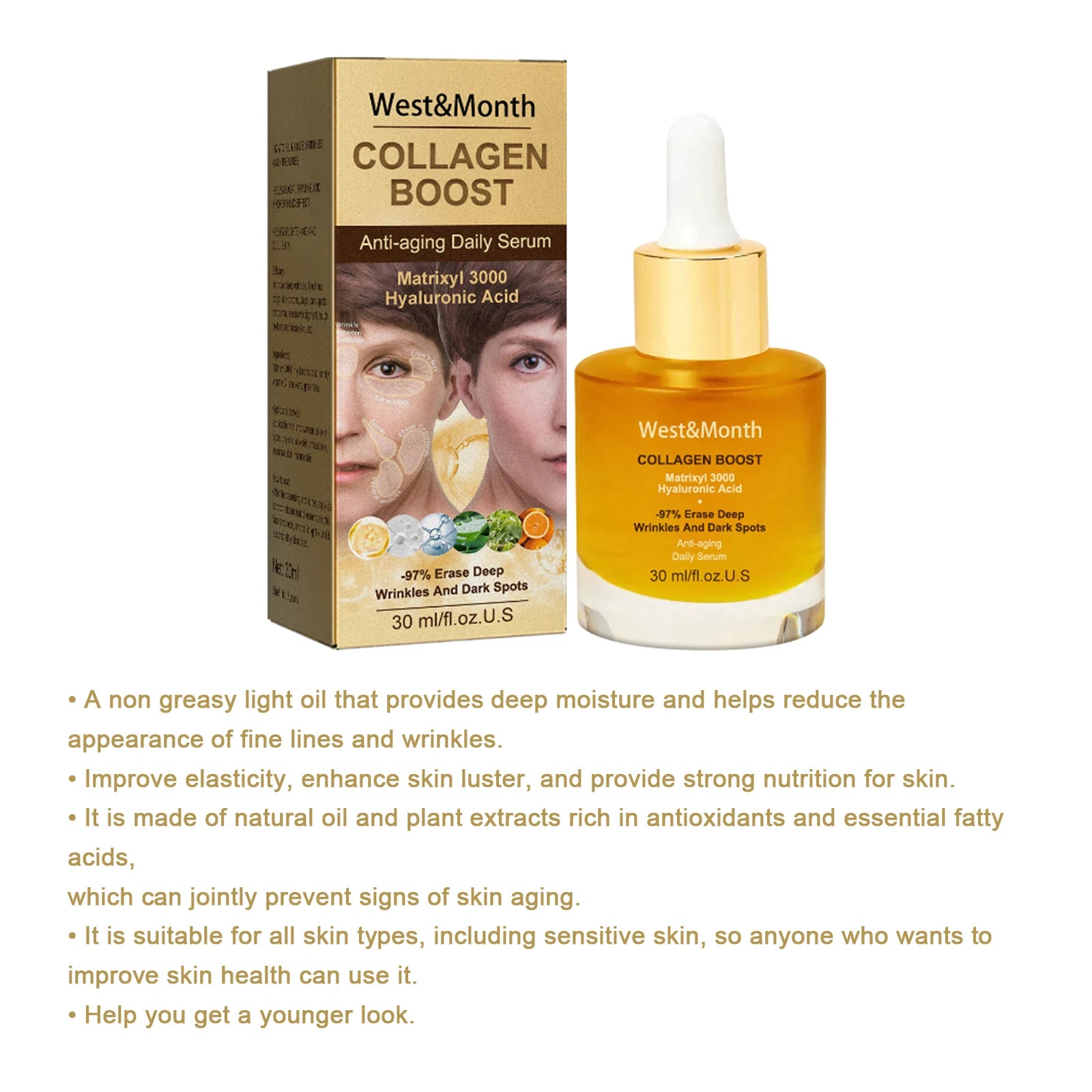 Women Collagen Boost Anti Aging Daily Face Serum Skin Barrier Repairing Deep Wrinkles And Dark Spots Erasing Elastic Skin Serum