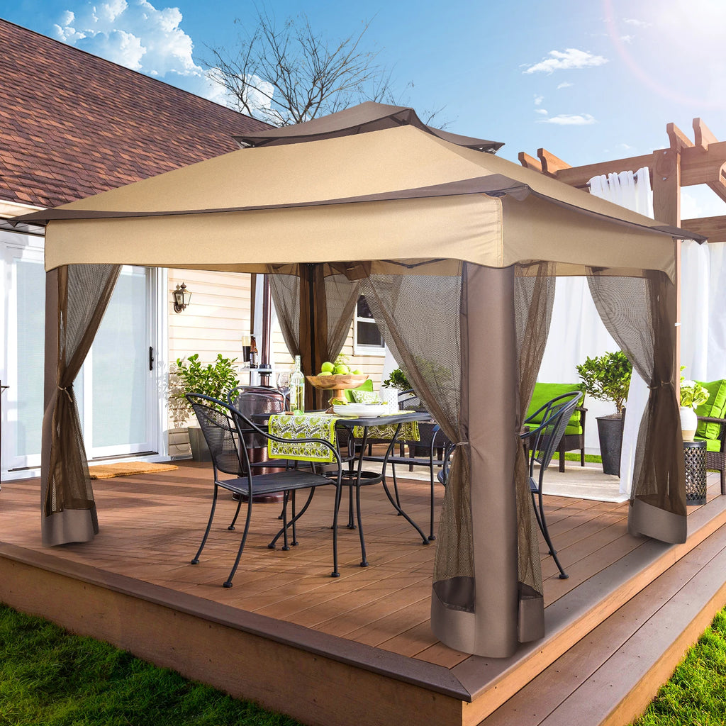 12x12 Pop up Gazebo on Clearance with Mosquito Netting,Outdoor Canopy Tent with Carry Bag, Gazebo for Garden,Backyard,Lawn,Patio