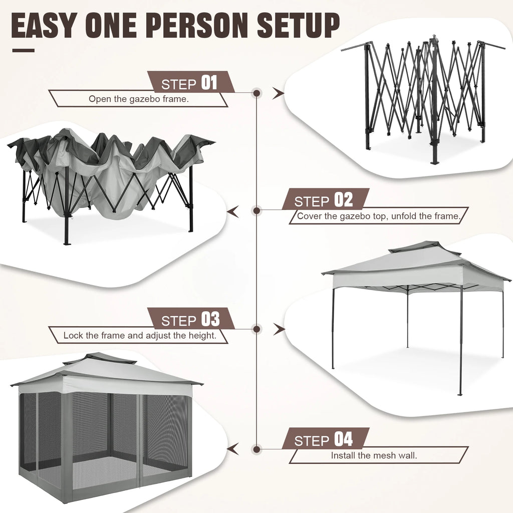12x12 Pop up Gazebo on Clearance with Mosquito Netting,Outdoor Canopy Tent with Carry Bag, Gazebo for Garden,Backyard,Lawn,Patio