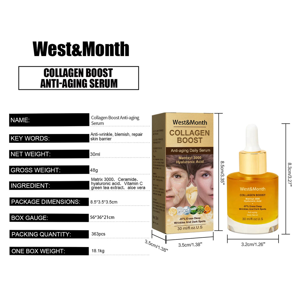 Women Collagen Boost Anti Aging Daily Face Serum Skin Barrier Repairing Deep Wrinkles And Dark Spots Erasing Elastic Skin Serum