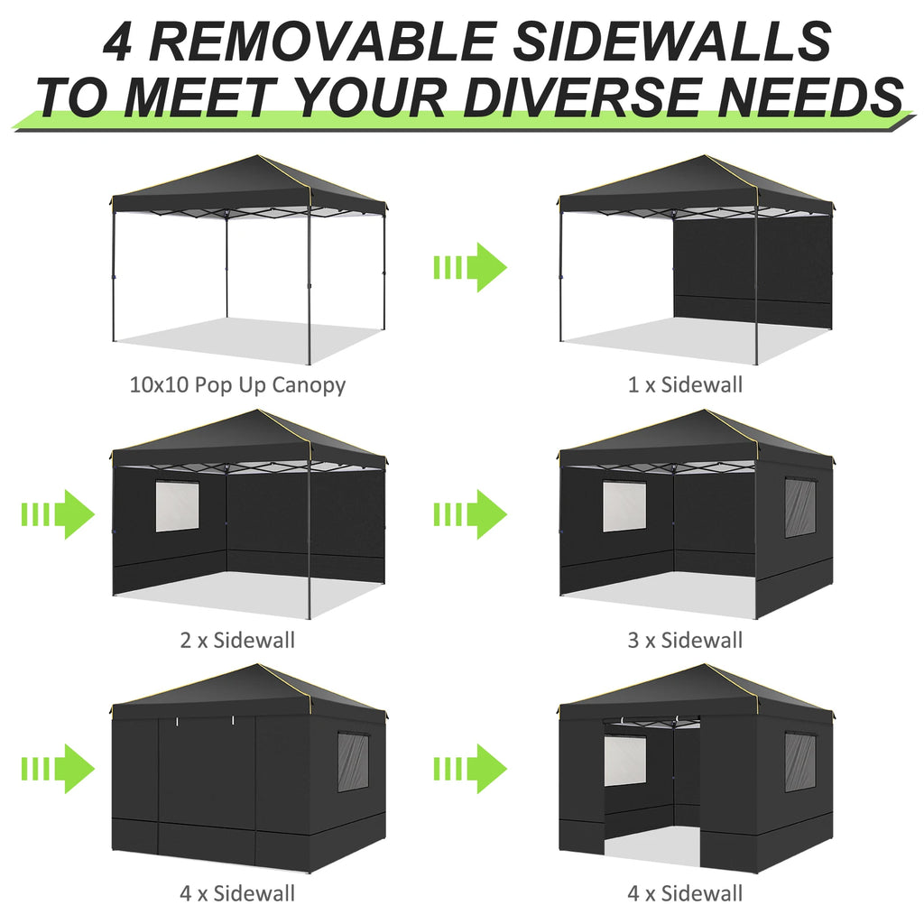 10x10FT Pop Up Canopy Tent with Sidewalls and Roll-up Ventilated Windows with Mosquito net, Ez Outdoor Commercial Instant Gazebo