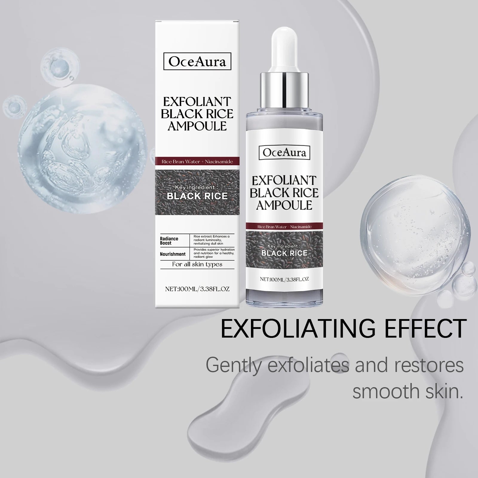 Brightening Essence Exfoliant Black Rice Ampoule Daily Soft Exfoliating Face Softening Keratin Radiant Moisture Nourishing Skin