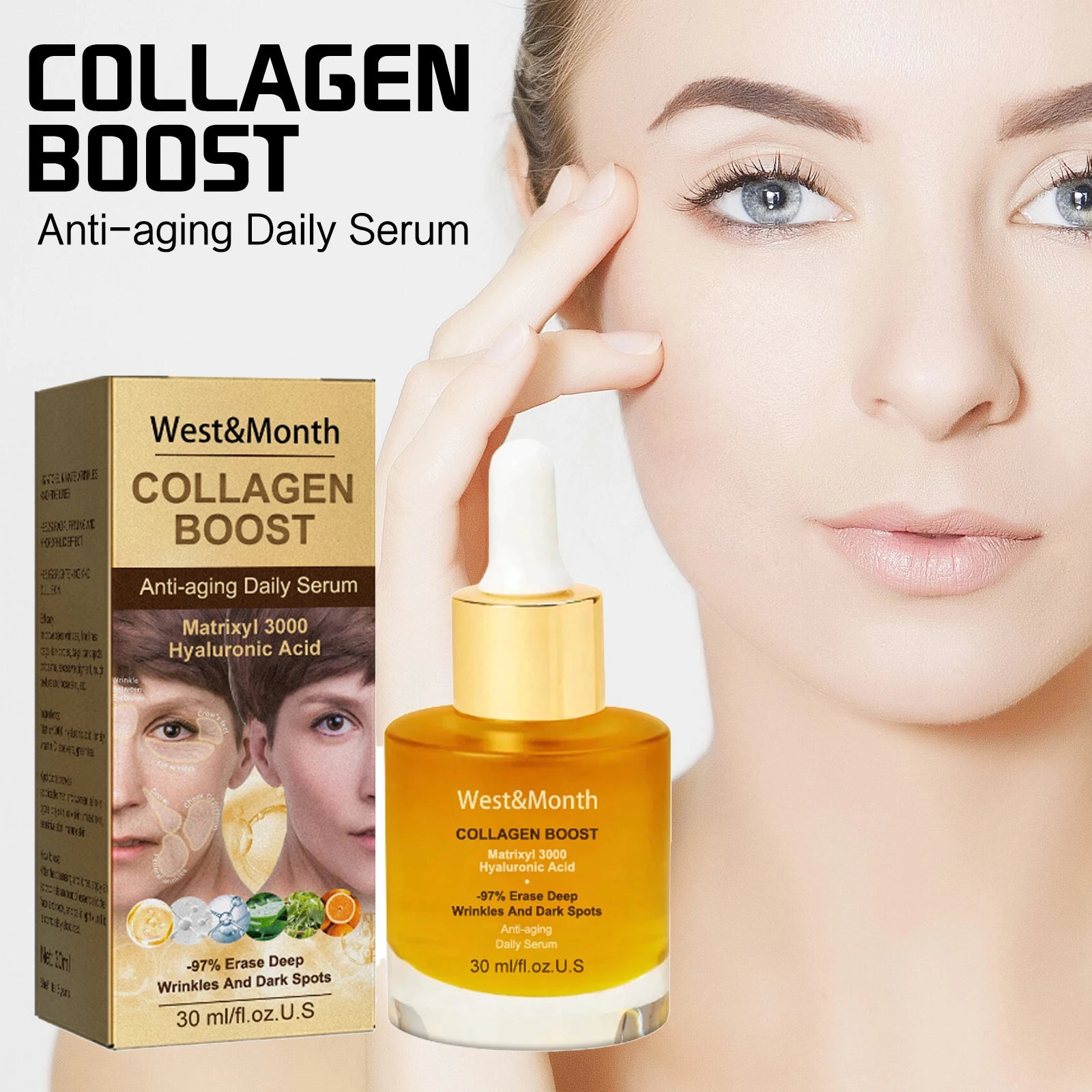 Women Collagen Boost Anti Aging Daily Face Serum Skin Barrier Repairing Deep Wrinkles And Dark Spots Erasing Elastic Skin Serum