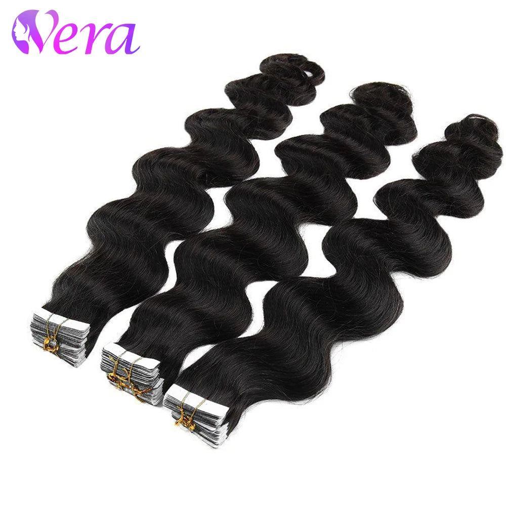 Body Wave Tape In Human Hair Extensions 20Pcs/Pack Seamless Skin Weft Tape Ins 100% Human Hair Wavy Tape In Hair Extensions