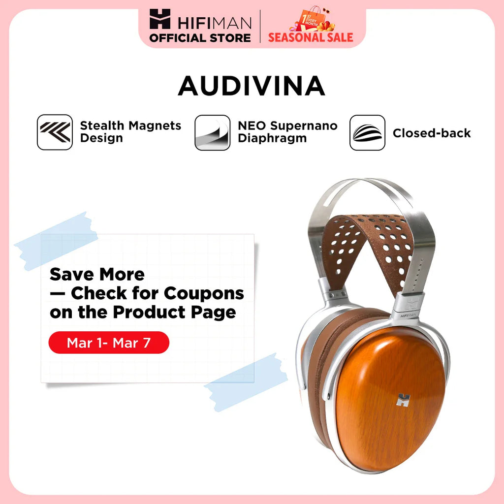HIFIMAN AUDIVINA Closed Back Planar Magentic Over-Ear Studio Headphone