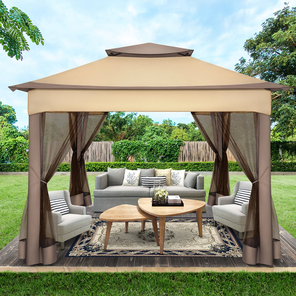 12x12 Pop up Gazebo on Clearance with Mosquito Netting,Outdoor Canopy Tent with Carry Bag, Gazebo for Garden,Backyard,Lawn,Patio