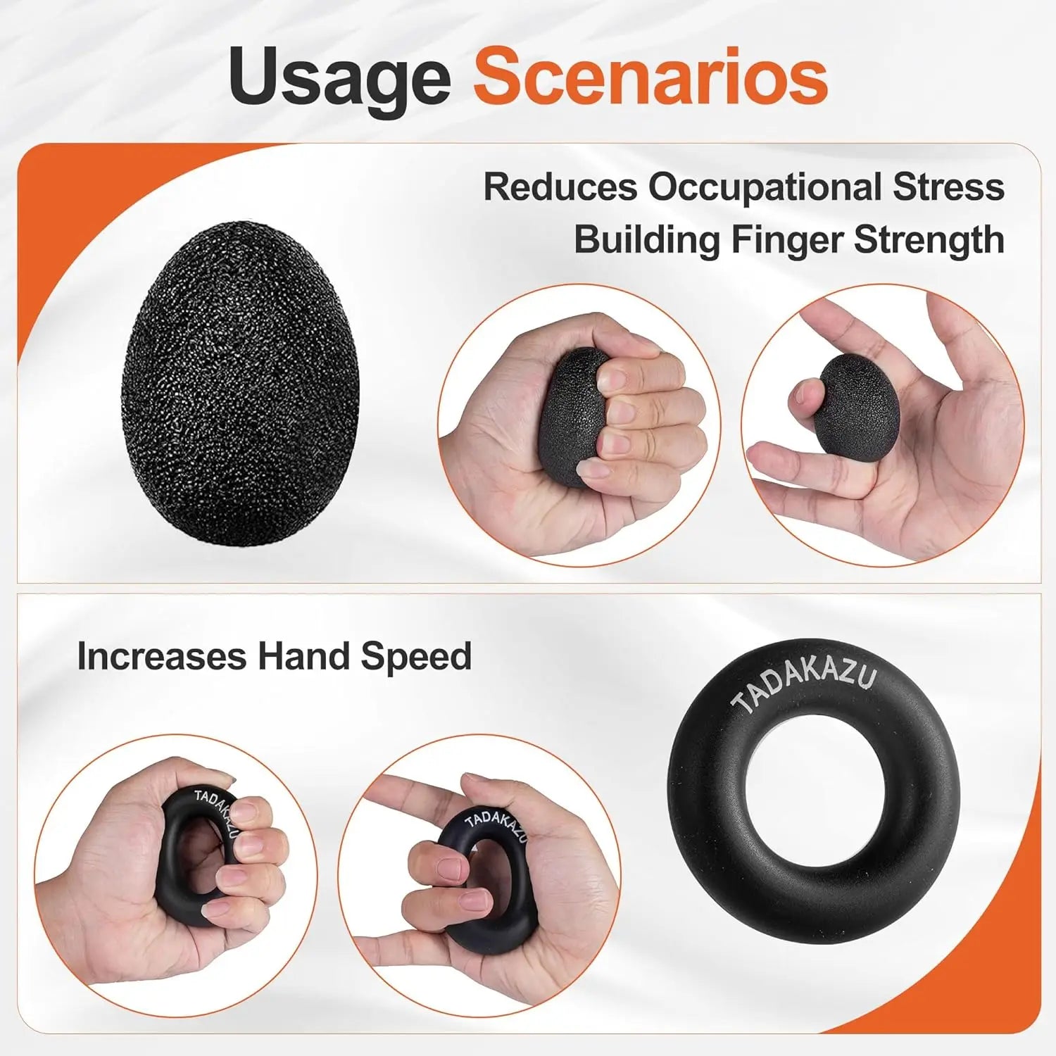 Grip Trainer Kit: Adjustable Hand Gripper,Finger/Hand Exercisers,Stress Ball & Forearm Ring for Muscle Build & Injury Rcvry