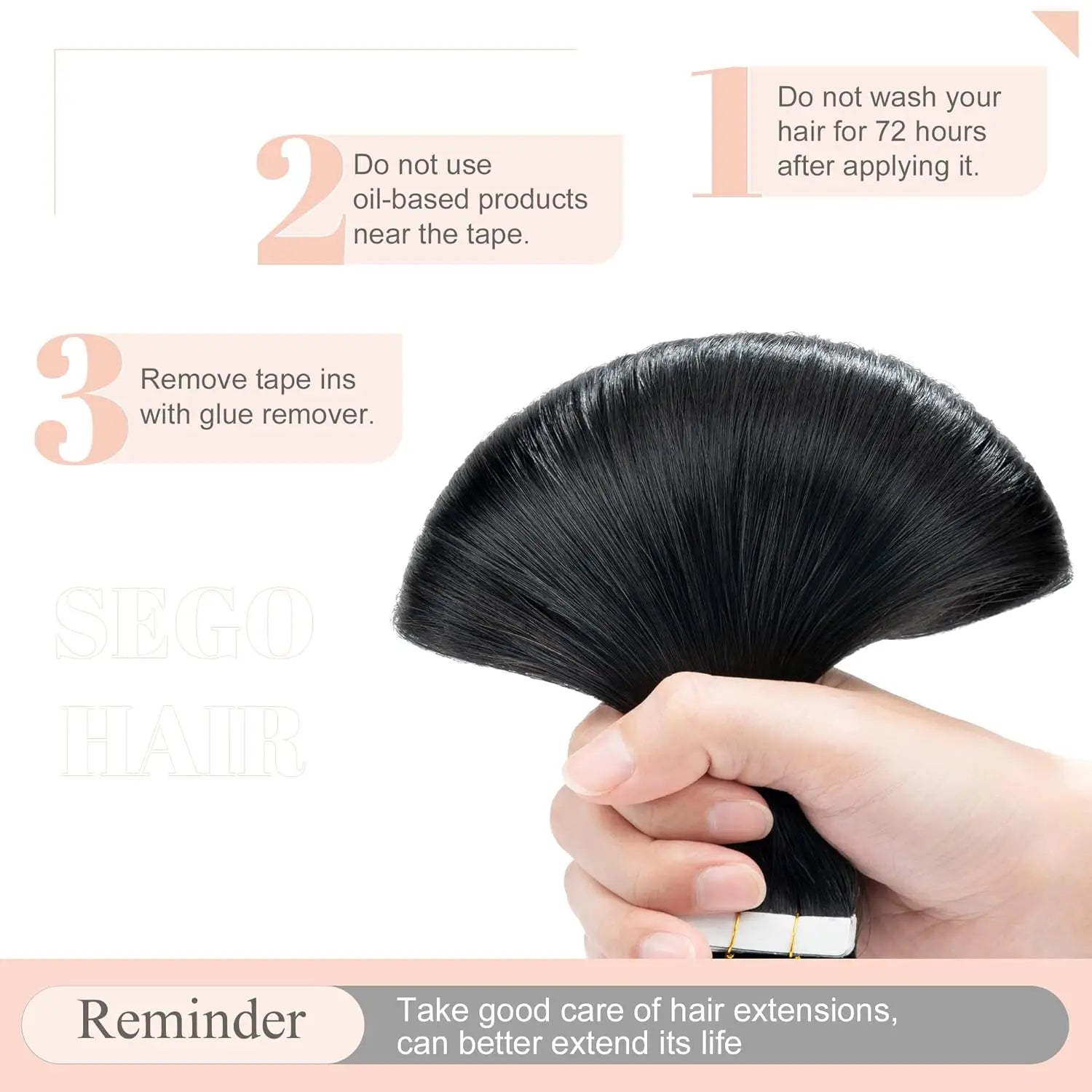 Tape in Hair Extensions Black Straight Color 1B Natural Black Seamless Tape in Extensions Human Hair Straight Remy Extensions