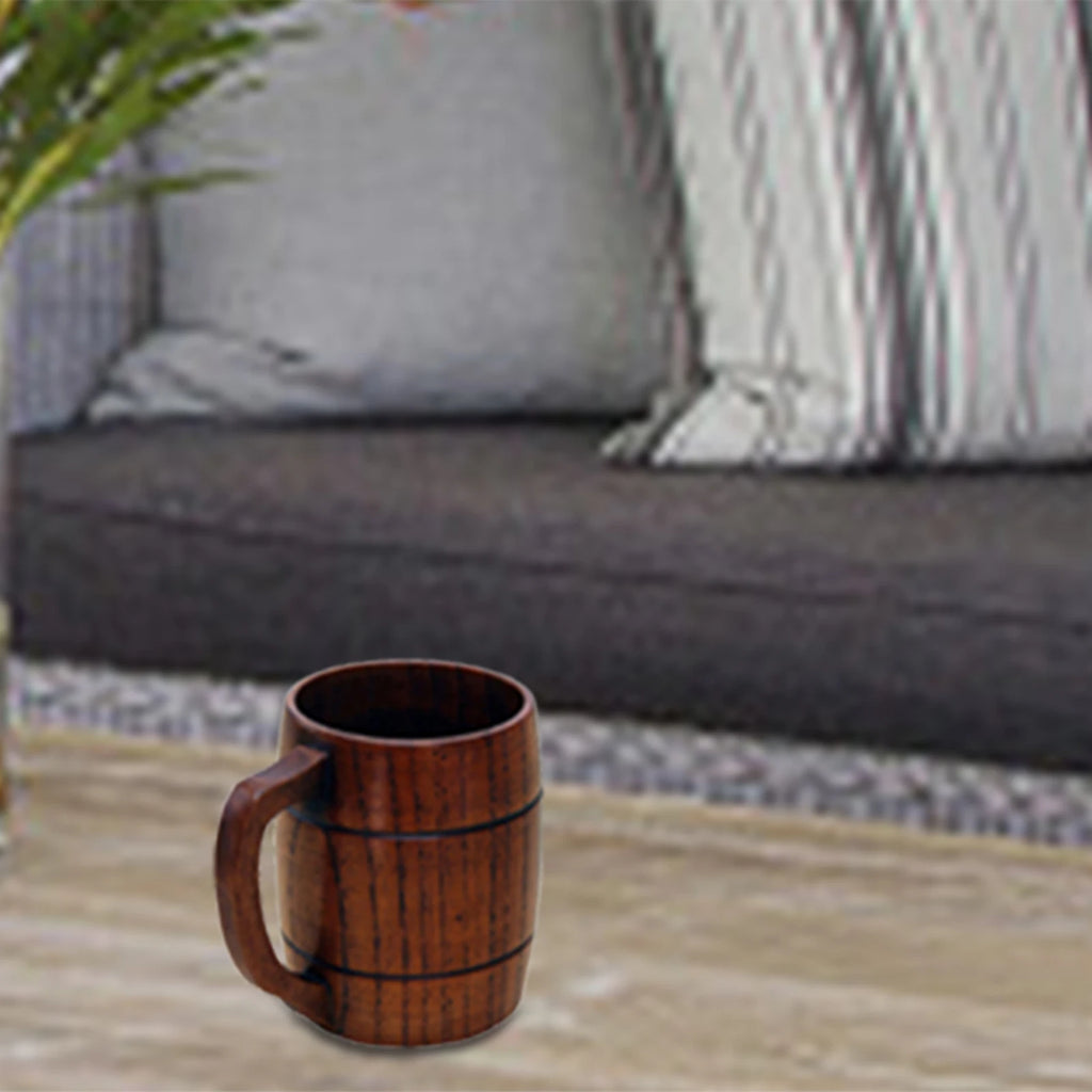 Wood Mug Wooden Coffee Beer Mugs Wood Cup Handmade Tea Cup With Handle For Coffee Milk Tea Drinks, Travel Outdoor Camping Use
