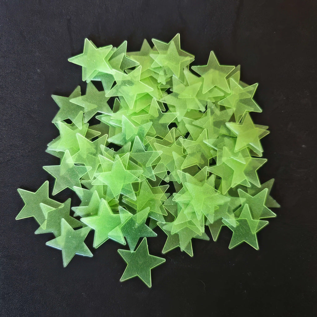 100 Green Small Stars, Sparkling Decoration of The Starry Sky, Ceiling Luminous Stars, Wall Decoration, Suitable for Room Use
