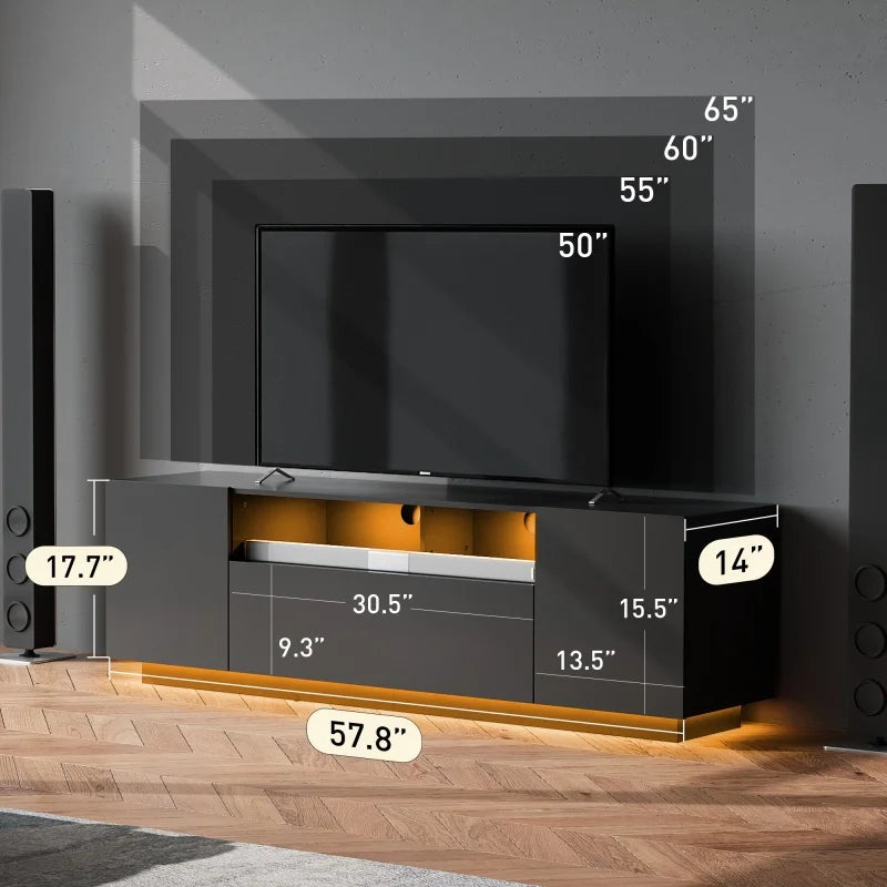 GALAXHERO TV Stand for 65 Inch TV Entertainment Center with Storage Cabinet Modern TV Console for Living Room with Ample Storage