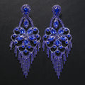 GLAMing Multicolors Exaggerated Rhinestone Tassel Earrings Flower Crystal Earrings Long Dangle Earrings Women Fashion Jewelry