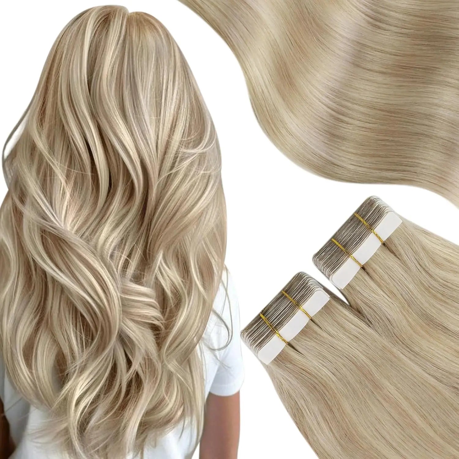 Moresoo Tape in Hair Extensions Black Hair Natural Straight Real Remy Hair Tape Adhesive 100% Human Hair Extensions Tape in