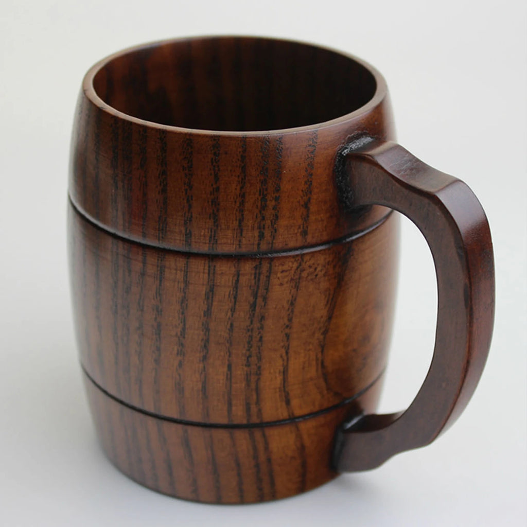 Wood Mug Wooden Coffee Beer Mugs Wood Cup Handmade Tea Cup With Handle For Coffee Milk Tea Drinks, Travel Outdoor Camping Use