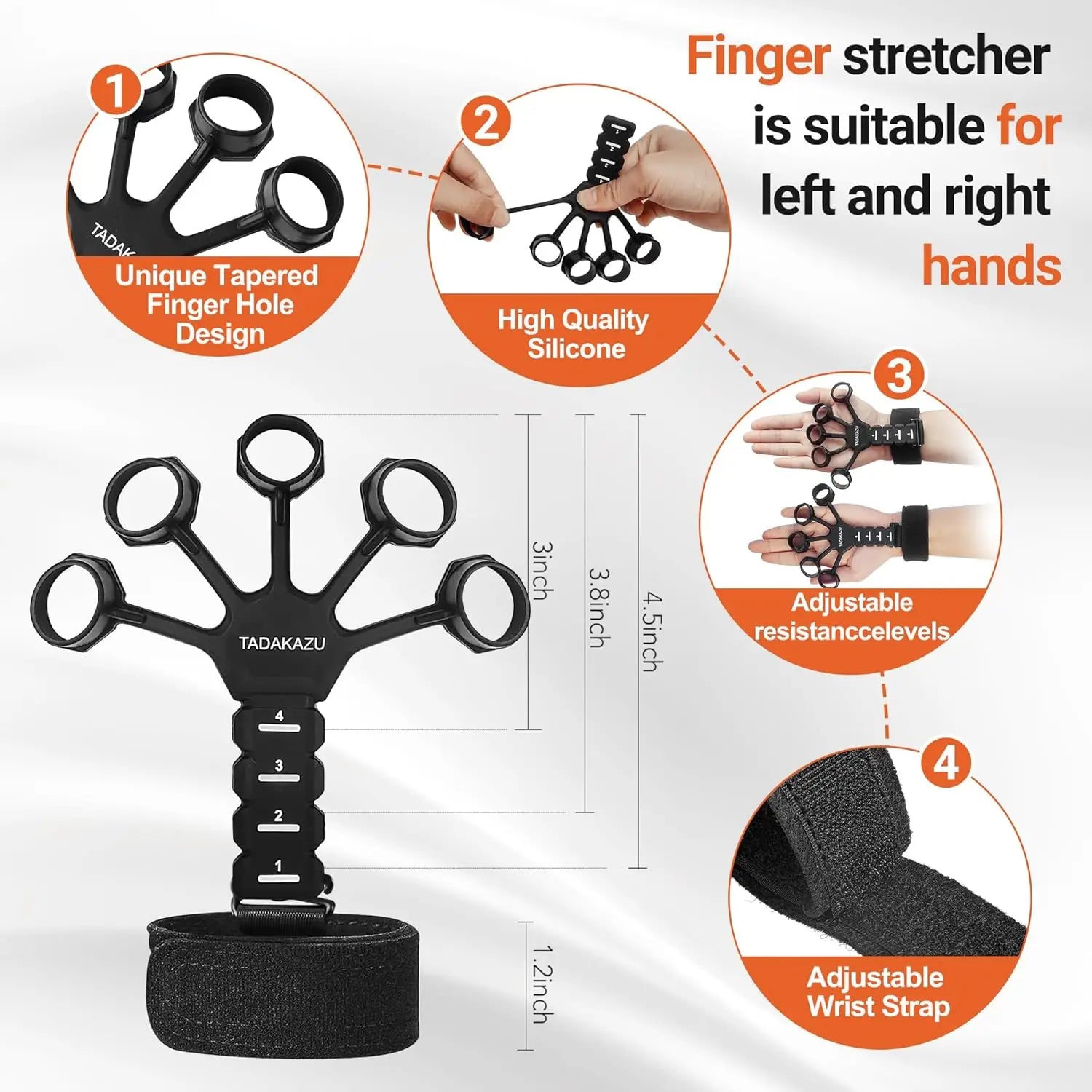 Grip Trainer Kit: Adjustable Hand Gripper,Finger/Hand Exercisers,Stress Ball & Forearm Ring for Muscle Build & Injury Rcvry