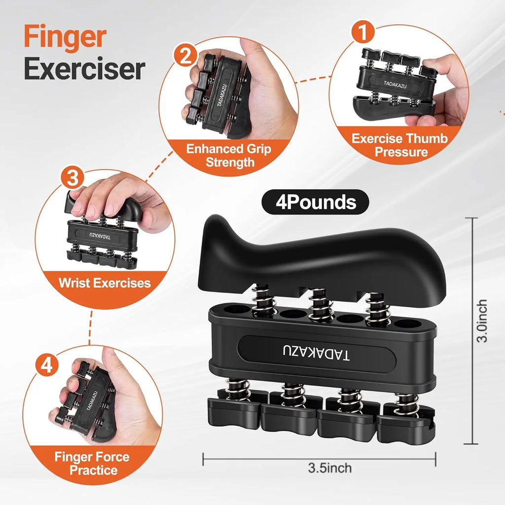 Grip Trainer Kit: Adjustable Hand Gripper,Finger/Hand Exercisers,Stress Ball & Forearm Ring for Muscle Build & Injury Rcvry