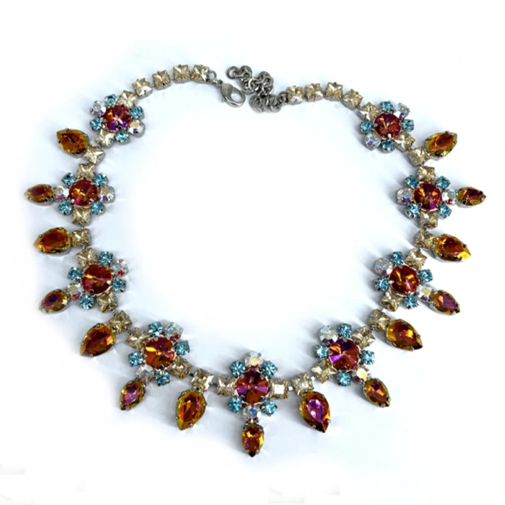 Stonefans Wedding Jewelry Set Bride Luxury Neckalce Dubai Nigerian   Costume Bridal Necklace Earrings Set for Women Decoration