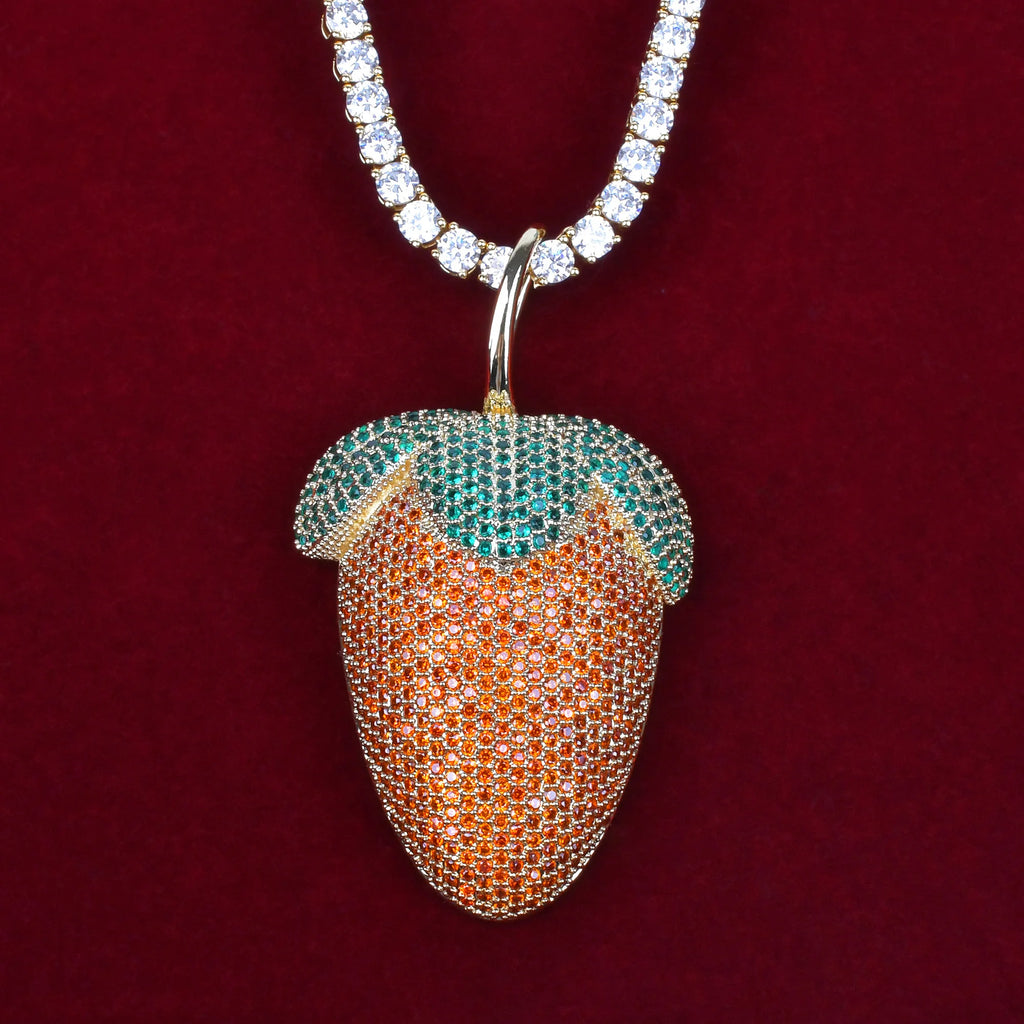 Strawberry Shaped Pendant Necklace for Women Hip Hop Rock Street Jewelry