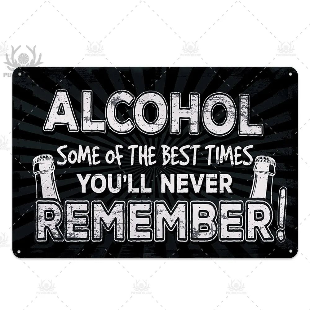 Funny Beer Metal Sign Plaque Vintage Pub Tin Wall Decor Several Styles, for Bar Man Cave Hand Painted Technique US Warehouse