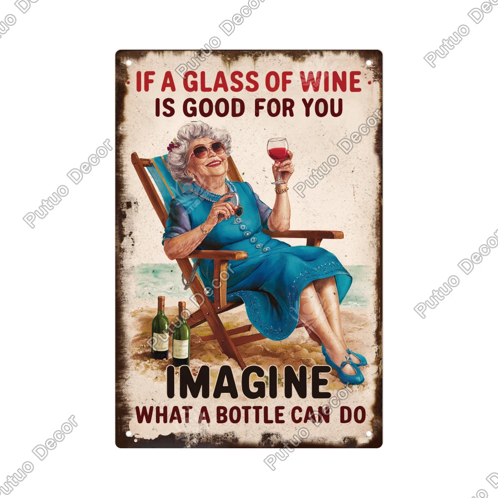 Funny Beer Metal Sign Plaque Vintage Pub Tin Wall Decor Several Styles, for Bar Man Cave Hand Painted Technique US Warehouse