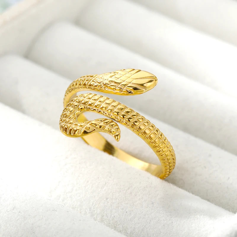Cross Egyptian Ankh Life Symbol Ring For Women Men Stainless Steel Gold Color Animal Snake Couple Rings Finger Punk Goth Jewelry