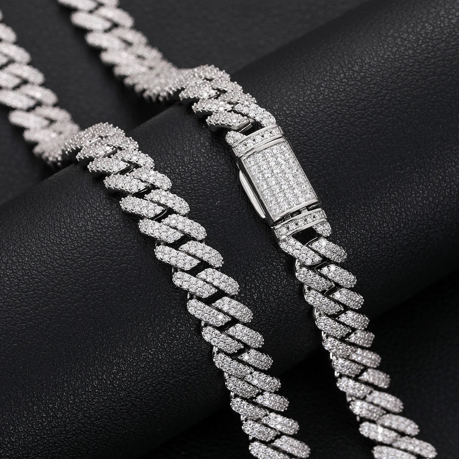 9mm 2 Row Crystal Micro Pave Iced Out CZ Miami Curb Cuban Link Necklaces Chains Bling Jewelry Fashion Hip Hop For Women Men Gift