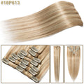 S-noilite 7Pcs/Set Clip In Hair Extensions Human Hair Natural Extension Hair Clips 15"-22" Thin Full Head Clip In Natural Hair