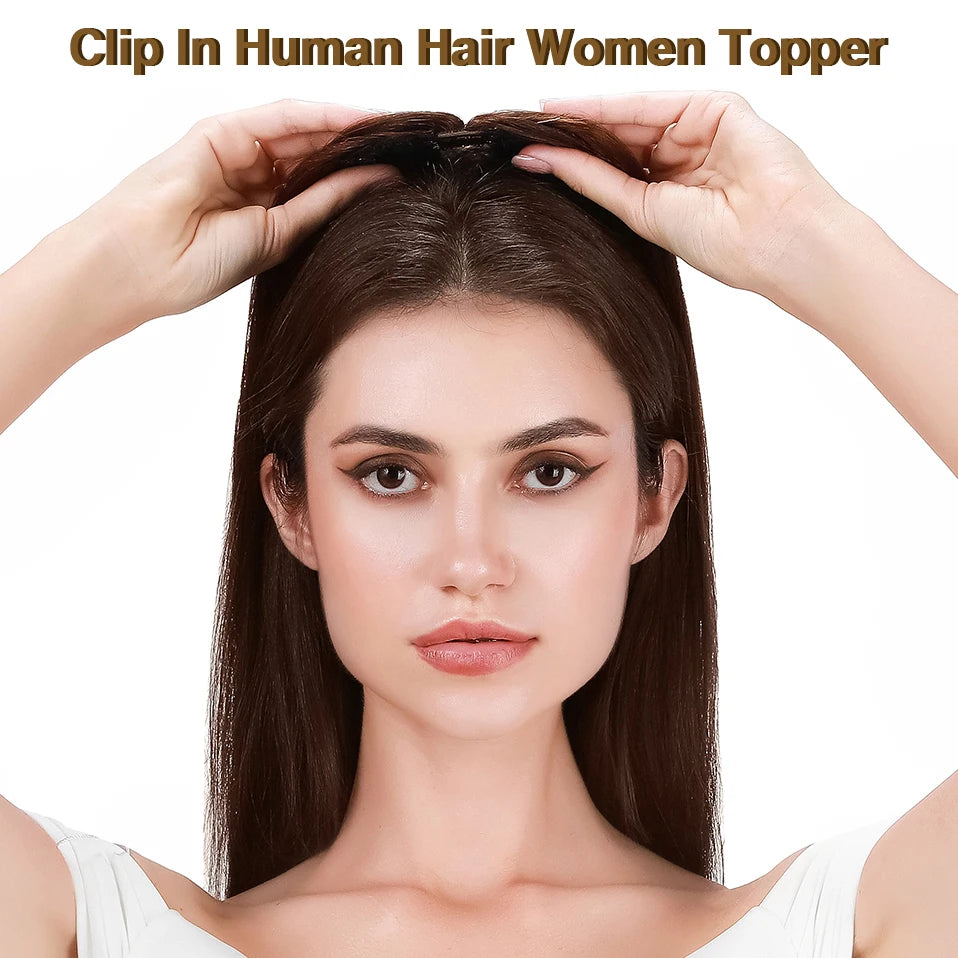S-noilite 10x12cm Hair Toppers 3.5x9cm Silk Base Natural Hair Wig 100% Human Hair For Women Hairpiece Clip In Hair Extensions