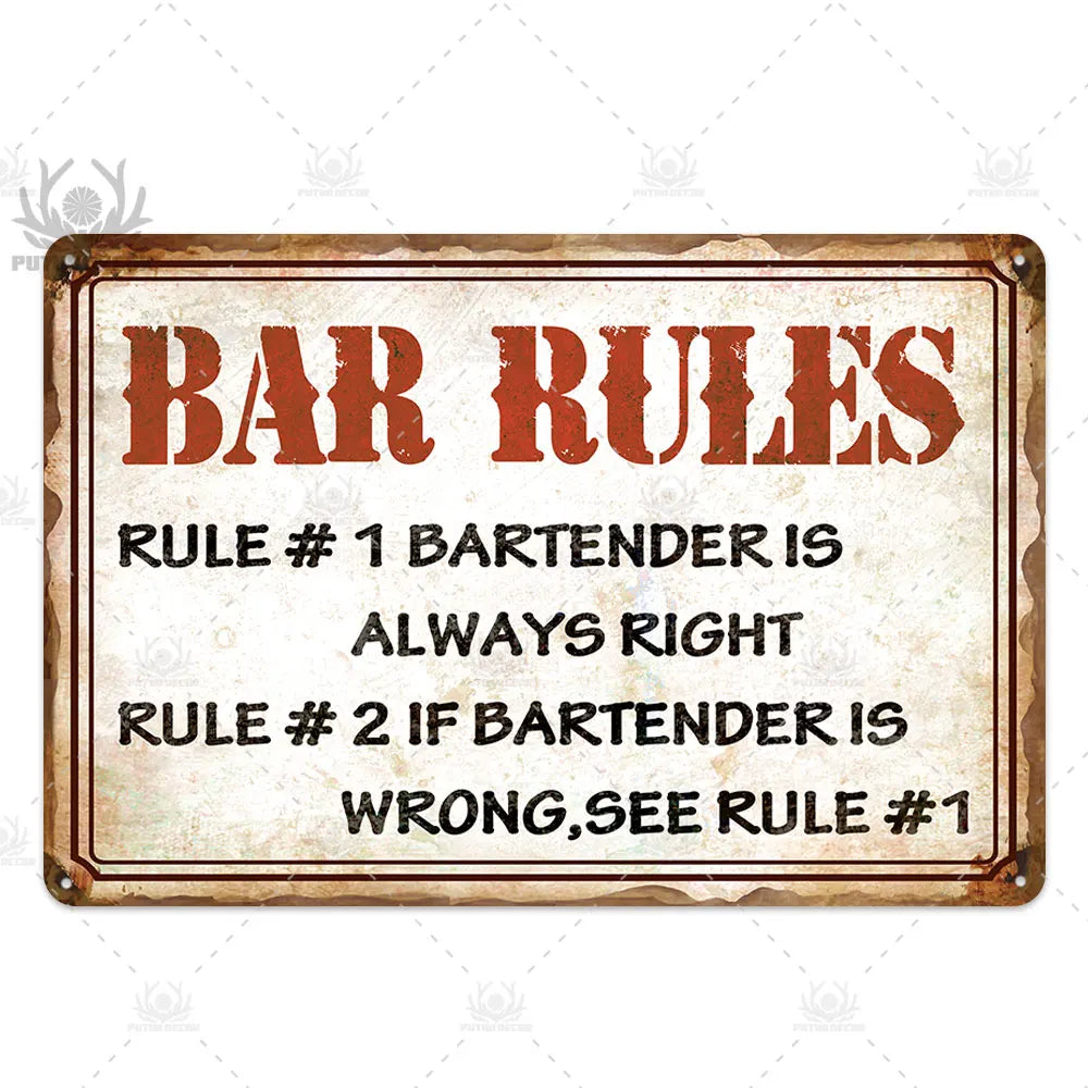 Funny Beer Metal Sign Plaque Vintage Pub Tin Wall Decor Several Styles, for Bar Man Cave Hand Painted Technique US Warehouse