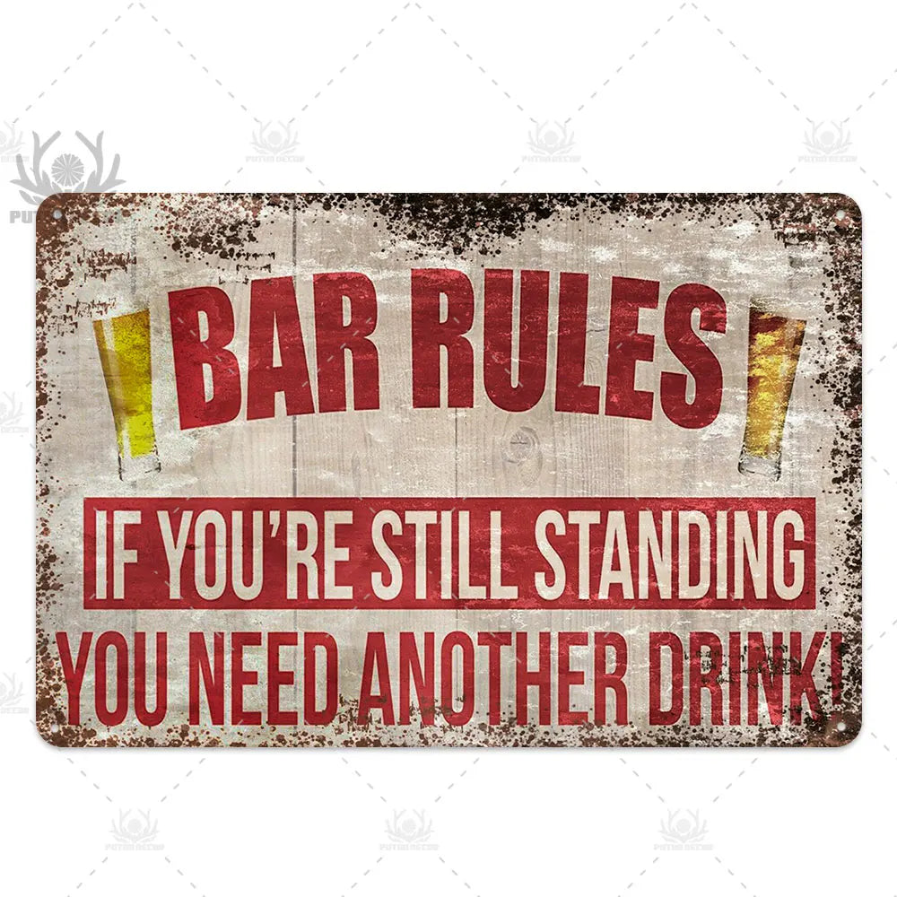 Funny Beer Metal Sign Plaque Vintage Pub Tin Wall Decor Several Styles, for Bar Man Cave Hand Painted Technique US Warehouse