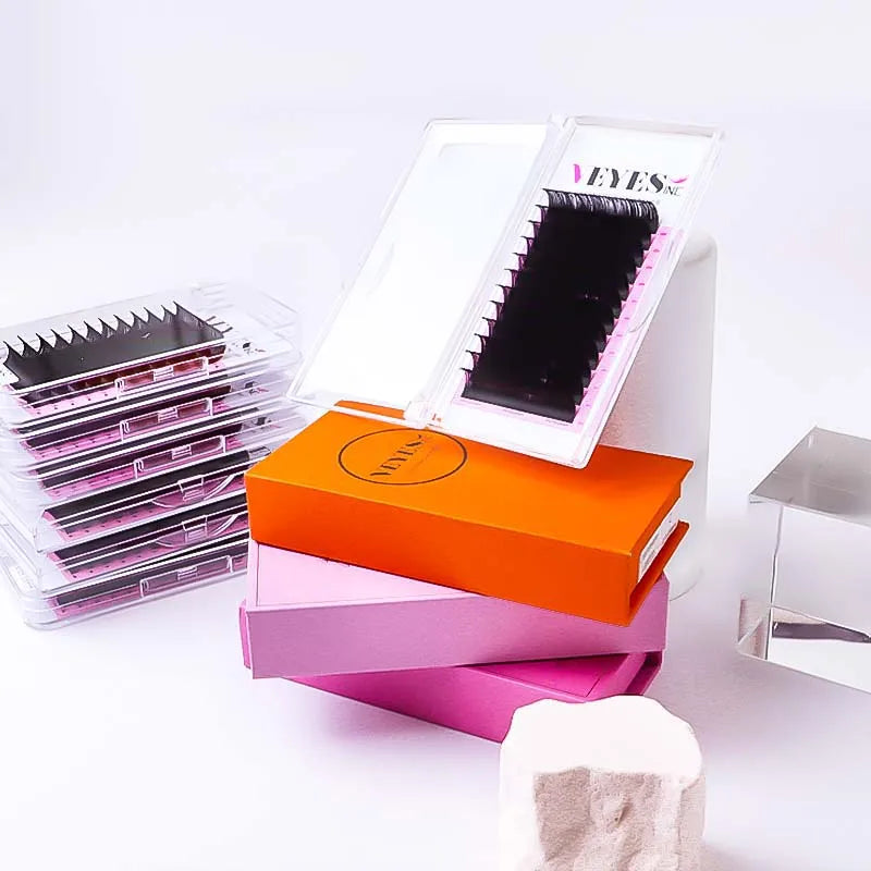 Handmade Premium Velvet Lash Trays Label Volume Silk Velvet Mink Cashmere Eyelash Extensions Darkest Black 0.05