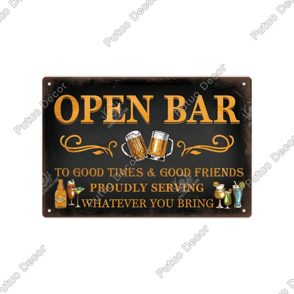 Funny Beer Metal Sign Plaque Vintage Pub Tin Wall Decor Several Styles, for Bar Man Cave Hand Painted Technique US Warehouse